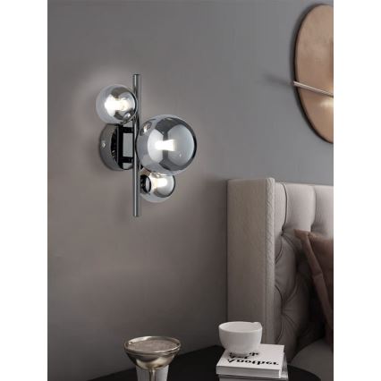Wofi 4014.03.24.9000 - Φωτιστικό τοίχου LED VILLA 3xG9/3W/230V μαύρο/γυαλιστερό χρώμιο