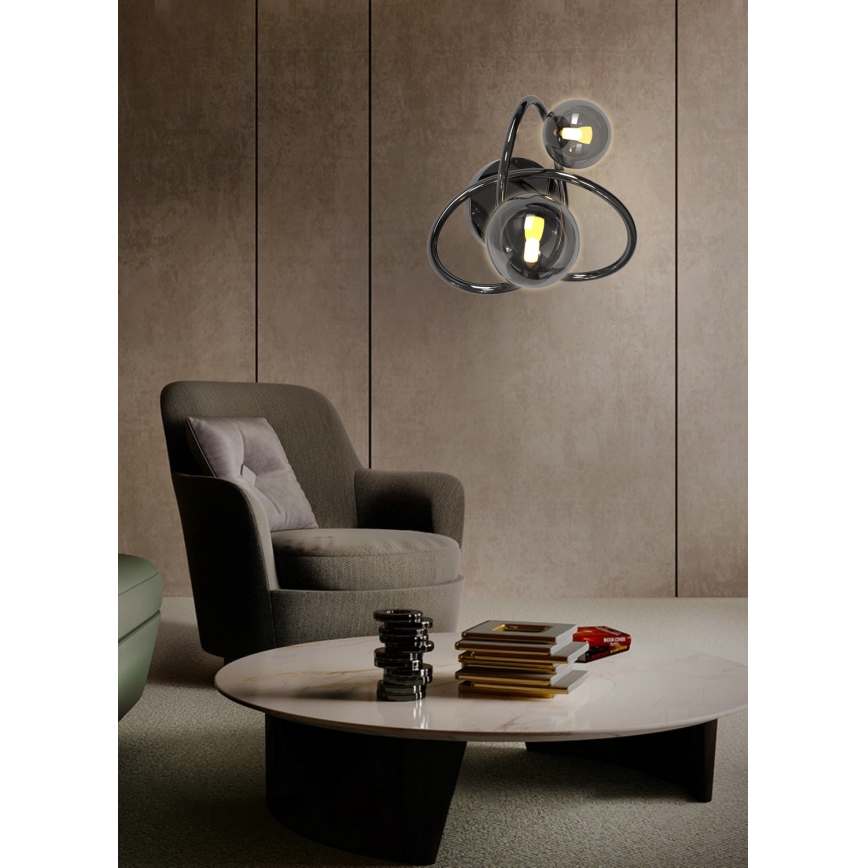 Wofi 4014-205 - Φωτιστικό τοίχου LED NANCY 2xG9/3,5W/230V μαύρο/γυαλιστερό χρώμιο