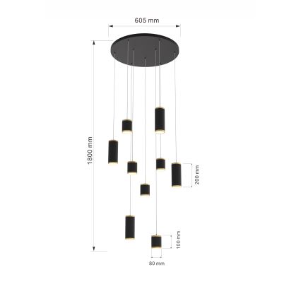 Wofi 5003-904 - Led Dimmable κρεμαστό φωτιστικό οροφής TOULOUSE LED/57W/230V μαύρο/χρυσαφί