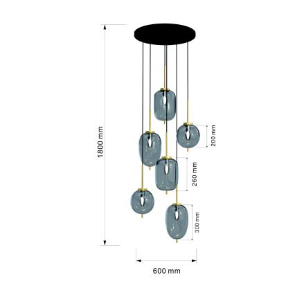 Wofi 5007-502 - Πολύφωτο με συρματόσχοινο BELLEVILLE 6xE14/40W/230V μαύρο/χρυσαφί