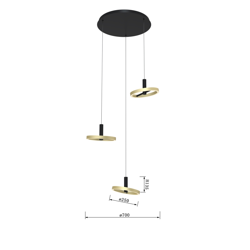 Wofi 5016-304 - Led Dimmable κρεμαστό φωτιστικό οροφής BREST LED/26W/230V μαύρο/χρυσαφί
