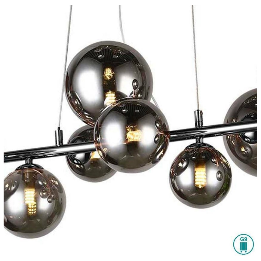 Wofi 6014.10.24.9000 - LED φωτιστικό οροφής με καλώδιο VILLA 10xG9/3W/230V μαύρο/γυαλιστερό χρώμιο