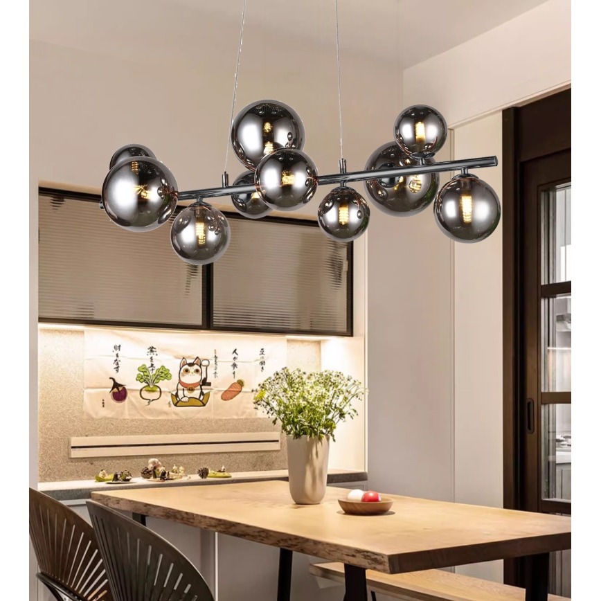 Wofi 6014.10.24.9000 -  Κρεμαστό φωτιστικό οροφής LED VILLA 10xG9/3W/230V μαύρο/γυαλιστερό χρώμιο