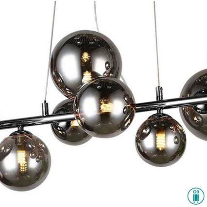 Wofi 6014.10.24.9000 -  Κρεμαστό φωτιστικό οροφής LED VILLA 10xG9/3W/230V μαύρο/γυαλιστερό χρώμιο