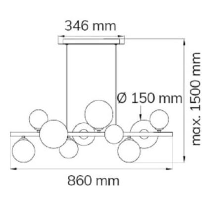 Wofi 6014.10.24.9000 -  Κρεμαστό φωτιστικό οροφής LED VILLA 10xG9/3W/230V μαύρο/γυαλιστερό χρώμιο