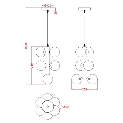 Wofi 6014-601W -  Κρεμαστό φωτιστικό οροφής LED VILLA 6xG9/3W/230V χρυσαφί