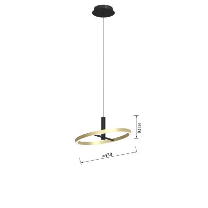 Wofi 6016-104L - Led Dimmable κρεμαστό φωτιστικό οροφής BREST LED/19W/230V μαύρο/χρυσαφί