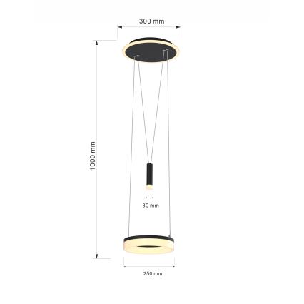 Wofi 6054-302 - Led Dimmable κρεμαστό φωτιστικό οροφής JESSE LED/15,5W/230V μαύρο