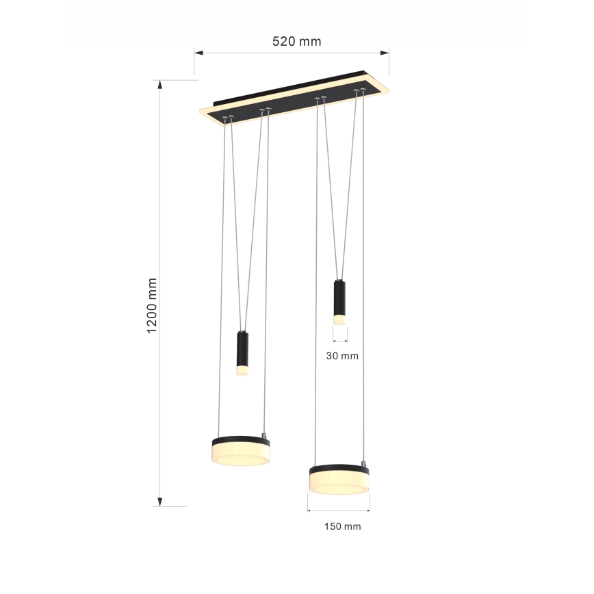Wofi 6054-502 - Led Dimmable κρεμαστό φωτιστικό οροφής JESSE LED/21W/230V μαύρο