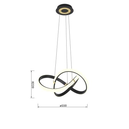 Wofi 6134-104 - Led Dimmable κρεμαστό φωτιστικό οροφής INDIGO LED/44W/230V μαύρο/χρυσαφί