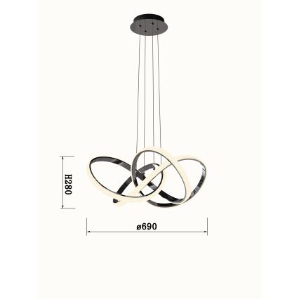 Wofi 6134-105L - Led Dimmable κρεμαστό φωτιστικό οροφής INDIGO LED/50W/230V μαύρο/γυαλιστερό χρώμιο