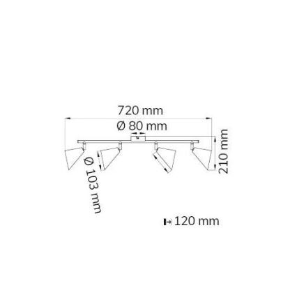 Wofi 70108G - Φωτιστικό σποτ GLORIA 4xE14/28W/230V