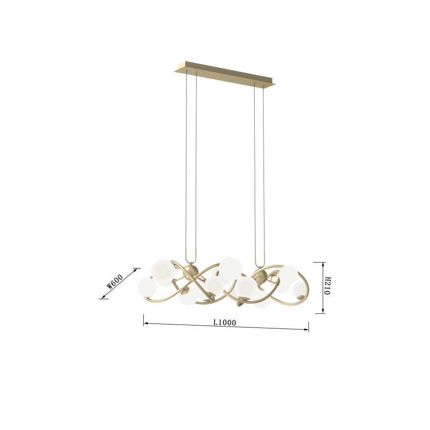 Wofi 7014-1401 - Πολύφωτο LED με συρματόσχοινο NANCY 14xG9/3,5W/230V χρυσαφί/λευκό