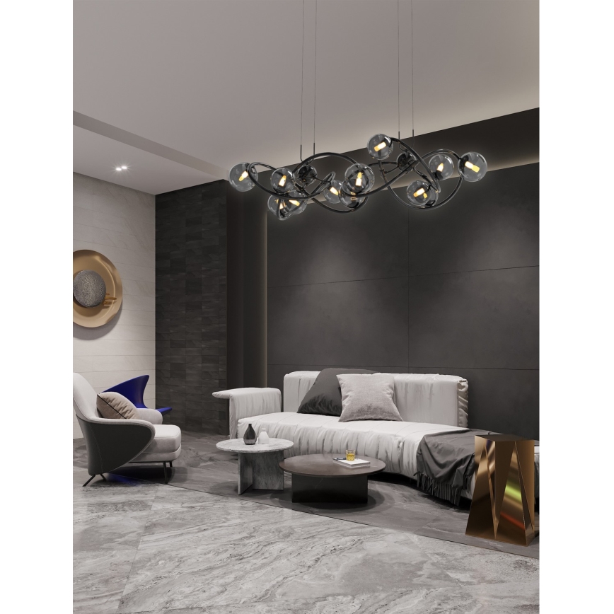 Wofi 7014-1405 -  Κρεμαστό φωτιστικό οροφής LED NANCY 14xG9/3,5W/230V μαύρο/γυαλιστερό χρώμιο
