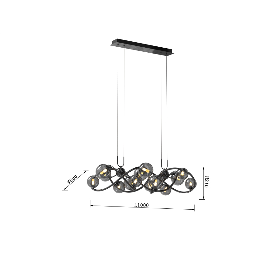 Wofi 7014-1405 -  Κρεμαστό φωτιστικό οροφής LED NANCY 14xG9/3,5W/230V μαύρο/γυαλιστερό χρώμιο