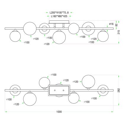 Wofi 7014-701W - LED Πλαφονιέρα οροφής VILLA 7xG9/3W/230V χρυσαφί