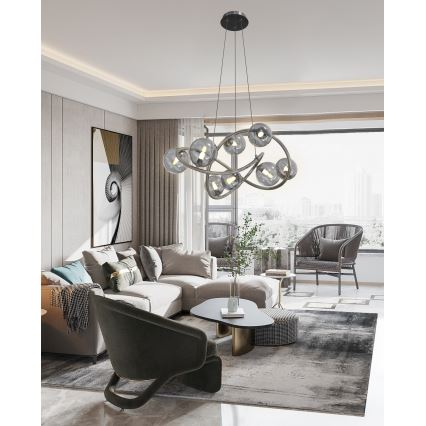 Wofi 7014-805 -  Κρεμαστό φωτιστικό οροφής LED NANCY 8xG9/3,5W/230V μαύρο/γυαλιστερό χρώμιο