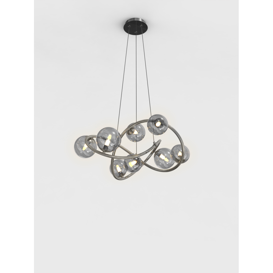 Wofi 7014-805 -  Κρεμαστό φωτιστικό οροφής LED NANCY 8xG9/3,5W/230V μαύρο/γυαλιστερό χρώμιο