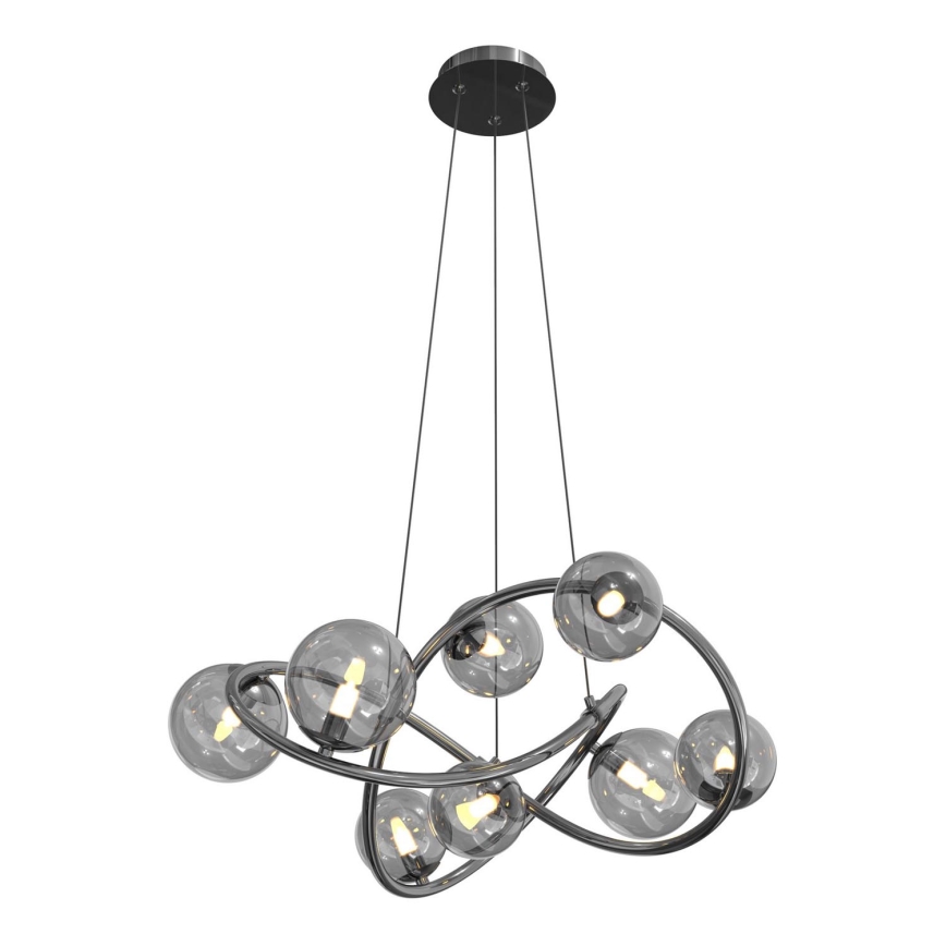 Wofi 7014-805 -  Κρεμαστό φωτιστικό οροφής LED NANCY 8xG9/3,5W/230V μαύρο/γυαλιστερό χρώμιο