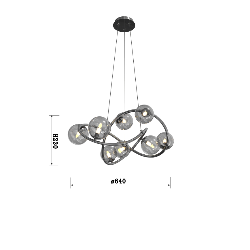Wofi 7014-805 -  Κρεμαστό φωτιστικό οροφής LED NANCY 8xG9/3,5W/230V μαύρο/γυαλιστερό χρώμιο