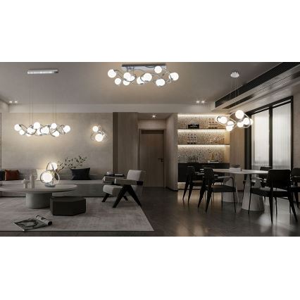 Wofi 7014-807 - Πολύφωτο LED με συρματόσχοινο NANCY 8xG9/3,5W/230V γυαλιστερό χρώμιο