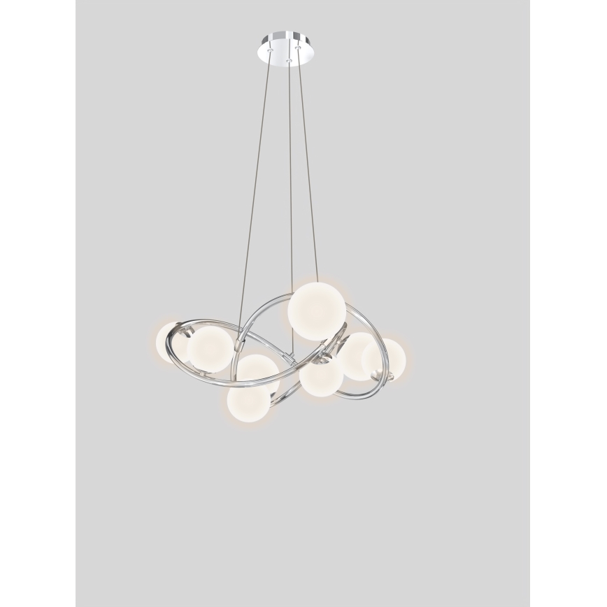 Wofi 7014-807 - Πολύφωτο LED με συρματόσχοινο NANCY 8xG9/3,5W/230V γυαλιστερό χρώμιο