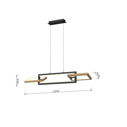 Wofi 7022-306- Led Dimmable κρεμαστό φωτιστικό οροφής MATERA LED/30W/230V μαύρο/καφέ