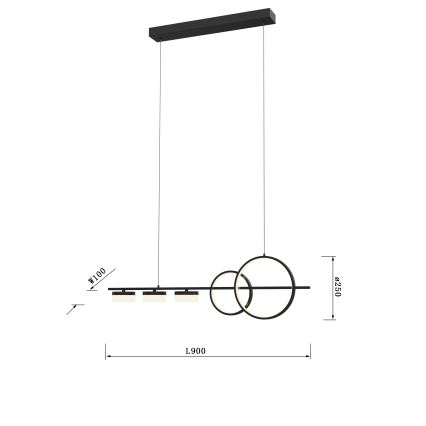 Wofi 7030-502 - Led Dimmable κρεμαστό φωτιστικό οροφής MESSINA LED/40W/230V μαύρο