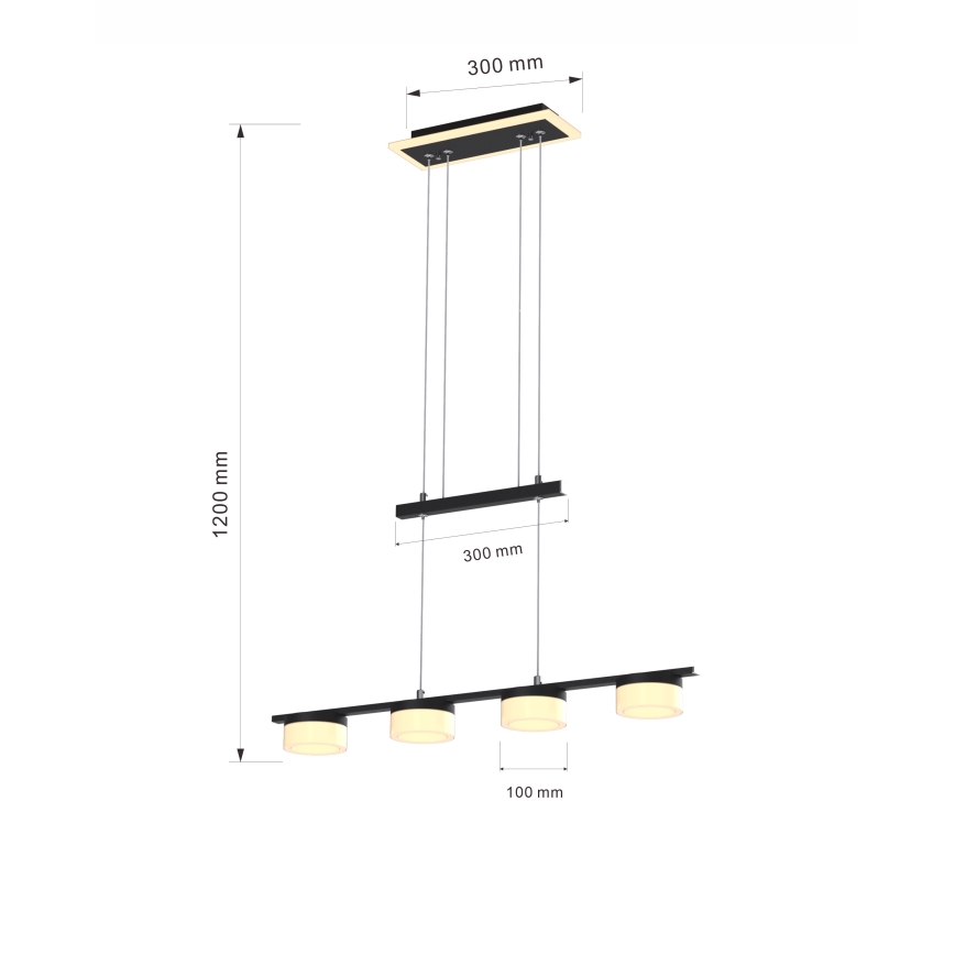Wofi 7054-502 - Led Dimmable κρεμαστό φωτιστικό οροφής JESSE LED/21W/230V μαύρο