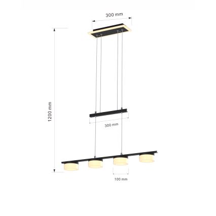 Wofi 7054-502 - Led Dimmable κρεμαστό φωτιστικό οροφής JESSE LED/21W/230V μαύρο