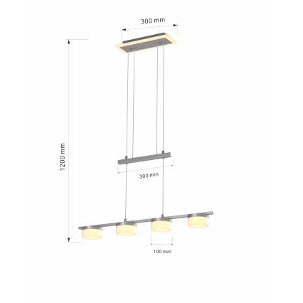 Wofi 7054-503 - Led Dimmable κρεμαστό φωτιστικό οροφής JESSE LED/21W/230V ματ χρώμιο