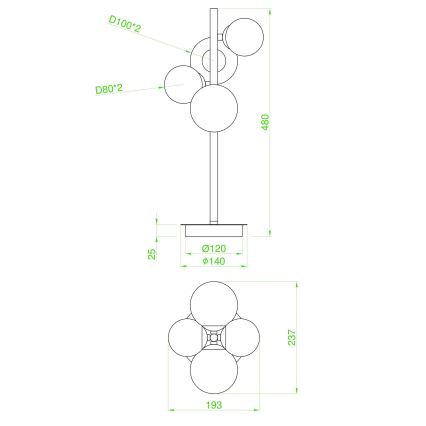 Wofi 8014.04.24.9000 - Επιτραπέζια λάμπα LED  VILLA 4xG9/3W/230V μαύρο