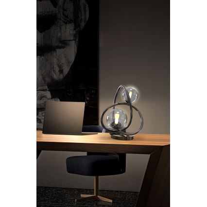 Wofi 8014-205 - Επιτραπέζιο φωτιστικό LED NANCY 2xG9/3,5W/230V μαύρο/γυαλιστερό χρώμιο