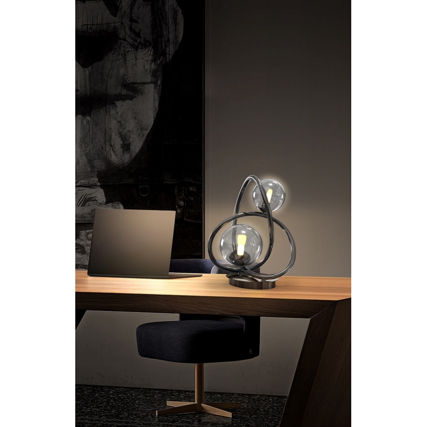 Wofi 8014-205 - Επιτραπέζιο φωτιστικό LED NANCY 2xG9/3,5W/230V μαύρο/γυαλιστερό χρώμιο