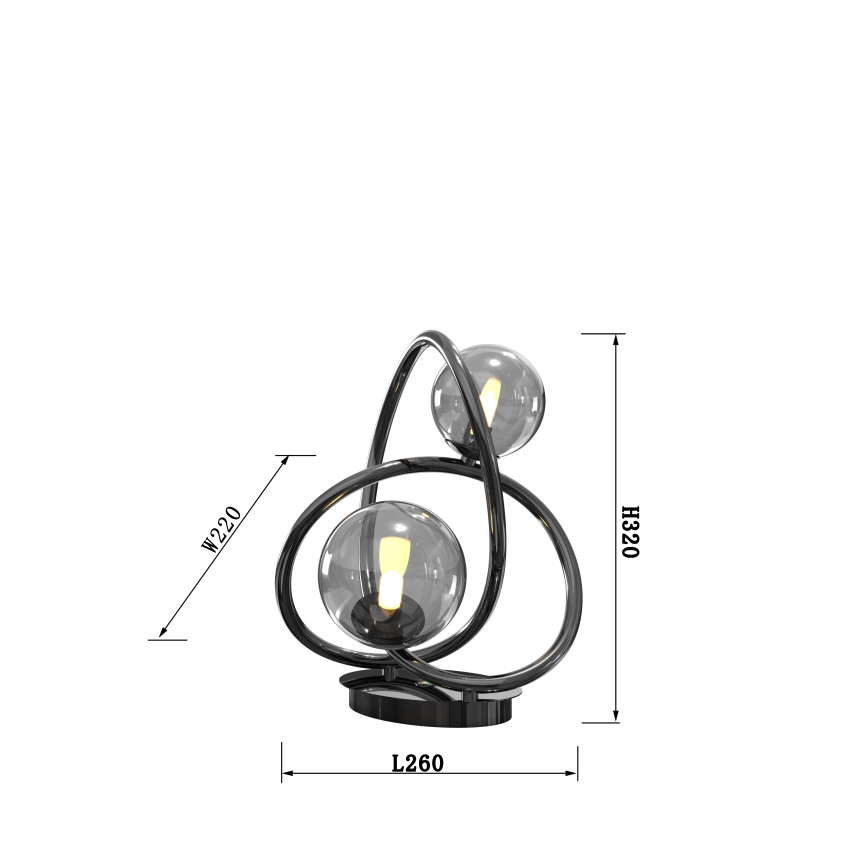 Wofi 8014-205 - Επιτραπέζιο φωτιστικό LED NANCY 2xG9/3,5W/230V μαύρο/γυαλιστερό χρώμιο