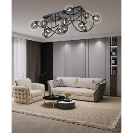 Wofi 9014-1205 - LED Πλαφονιέρα οροφής NANCY 12xG9/3,5W/230V μαύρο/γυαλιστερό χρώμιο