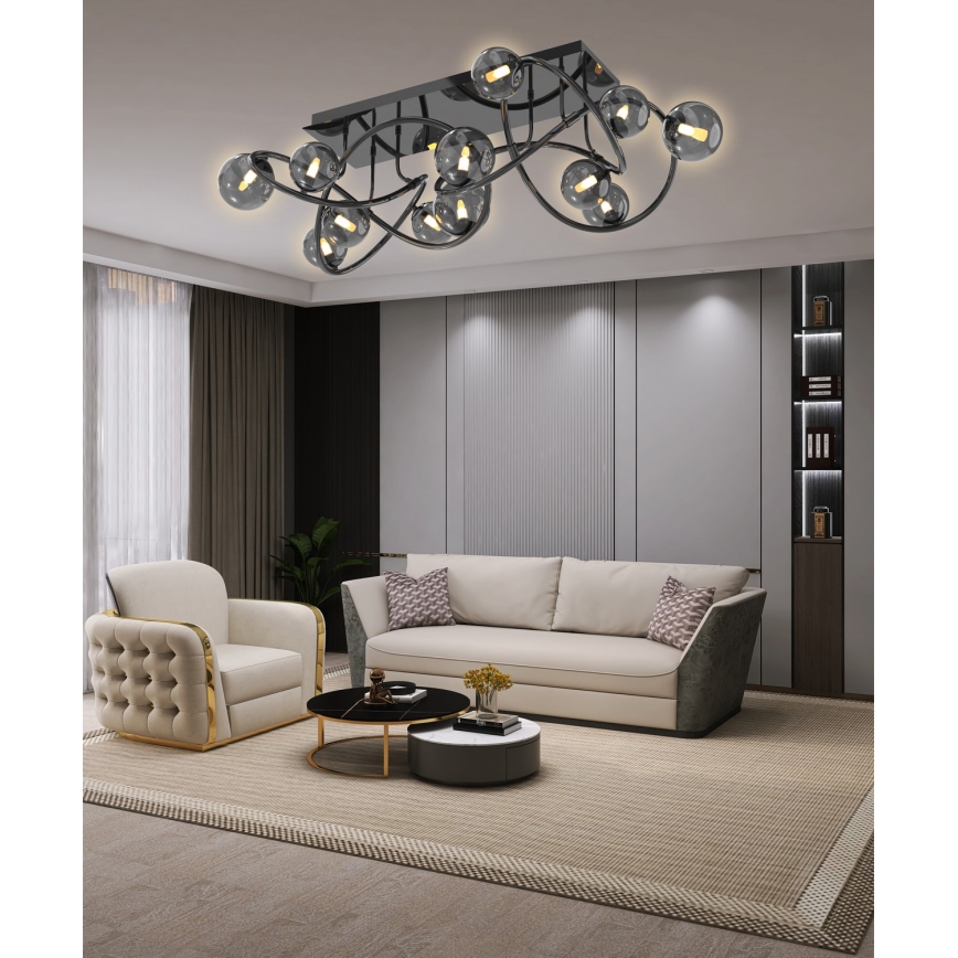 Wofi 9014-1205 - LED Πλαφονιέρα οροφής NANCY 12xG9/3,5W/230V μαύρο/γυαλιστερό χρώμιο