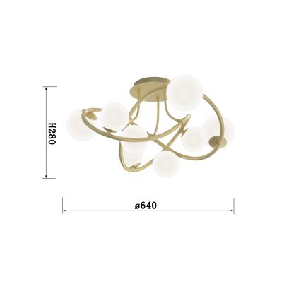 Wofi 9014-801 - LED Πλαφονιέρα οροφής NANCY 8xG9/3,5W/230V χρυσαφί/λευκό