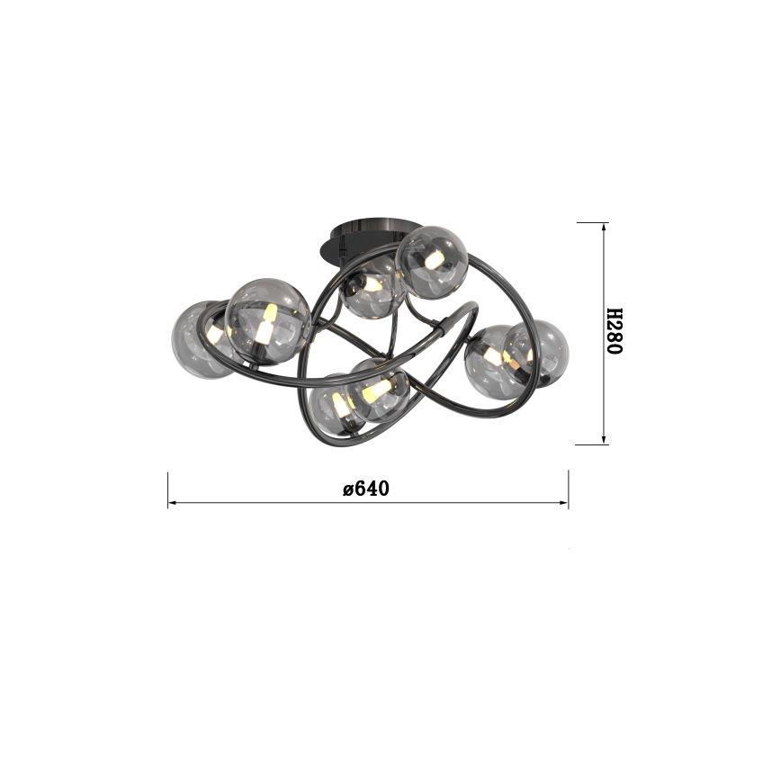 Wofi 9014-805 - LED Πλαφονιέρα οροφής NANCY 8xG9/3,5W/230V μαύρο/γυαλιστερό χρώμιο