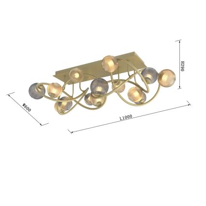 Wofi 9015-1204 - LED Πλαφονιέρα οροφής METZ 12xG9/3,5W/230V χρυσαφί/γκρι