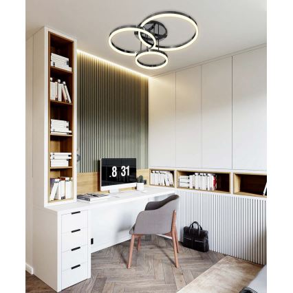 Wofi 9049-405 - Πλαφονιέρα οροφής ντιμαριζόμενη LED PERPIGNAN LED/51W/230V μαύρο/γυαλιστερό χρώμιο