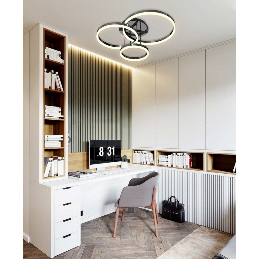 Wofi 9049-405 - Πλαφονιέρα οροφής ντιμαριζόμενη LED PERPIGNAN LED/51W/230V μαύρο/γυαλιστερό χρώμιο