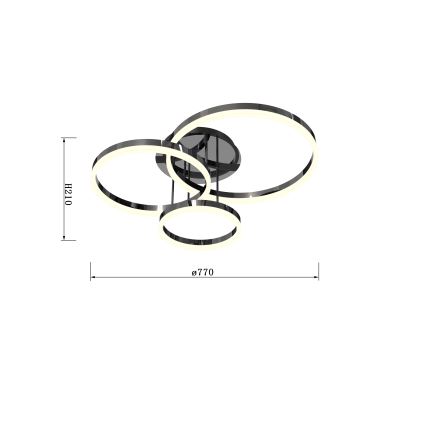 Wofi 9049-405 - Πλαφονιέρα οροφής ντιμαριζόμενη LED PERPIGNAN LED/51W/230V μαύρο/γυαλιστερό χρώμιο