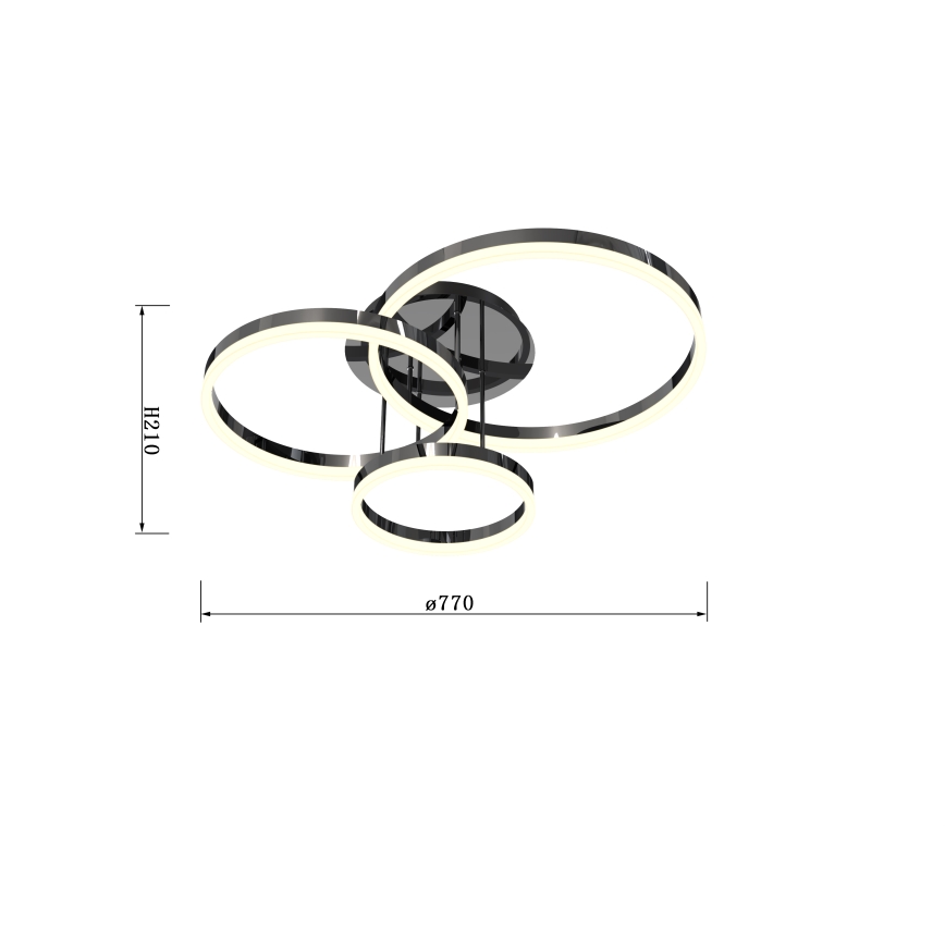 Wofi 9049-405 - Πλαφονιέρα οροφής ντιμαριζόμενη LED PERPIGNAN LED/51W/230V μαύρο/γυαλιστερό χρώμιο