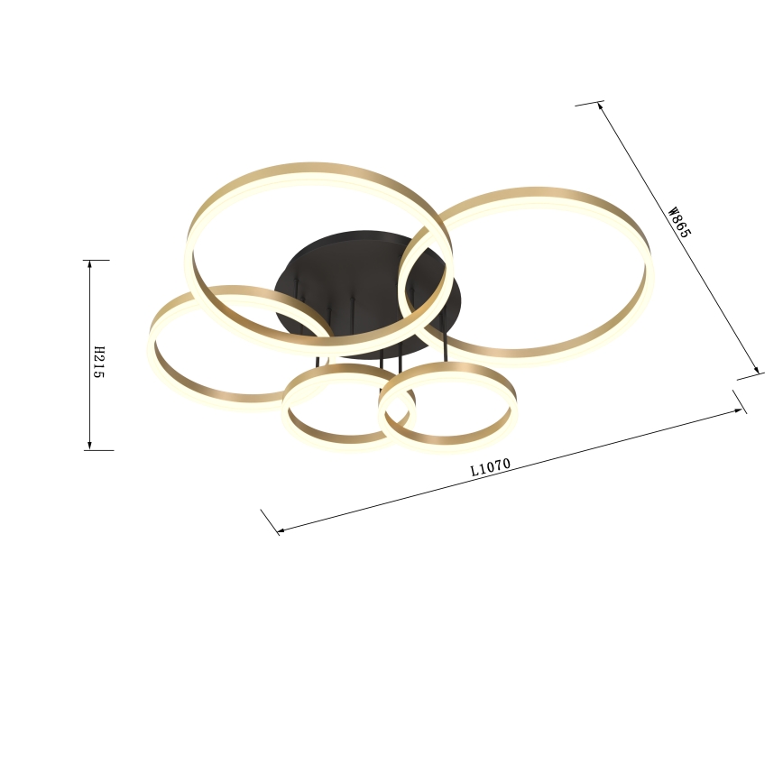 Wofi 9049-601 - Σταθερό πολύφωτο dimming LED PERPIGNAN LED/80W/230V χρυσαφί