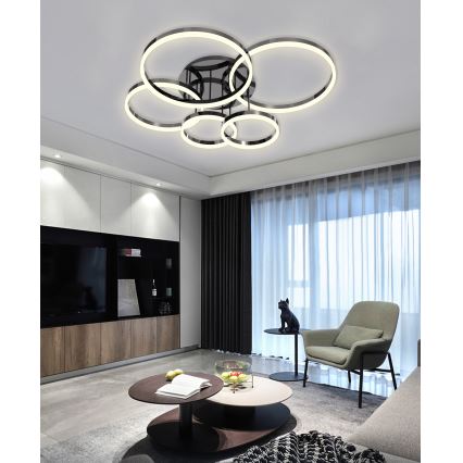 Wofi 9049-605 - Πλαφονιέρα οροφής ντιμαριζόμενη LED PERPIGNAN LED/80W/230V μαύρο/γυαλιστερό χρώμιο