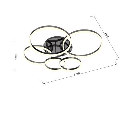 Wofi 9049-605 - Πλαφονιέρα οροφής ντιμαριζόμενη LED PERPIGNAN LED/80W/230V μαύρο/γυαλιστερό χρώμιο