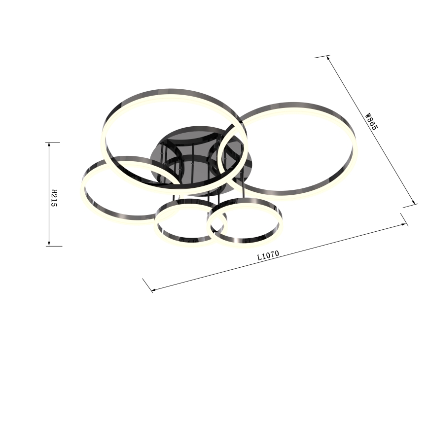 Wofi 9049-605 - Πλαφονιέρα οροφής ντιμαριζόμενη LED PERPIGNAN LED/80W/230V μαύρο/γυαλιστερό χρώμιο