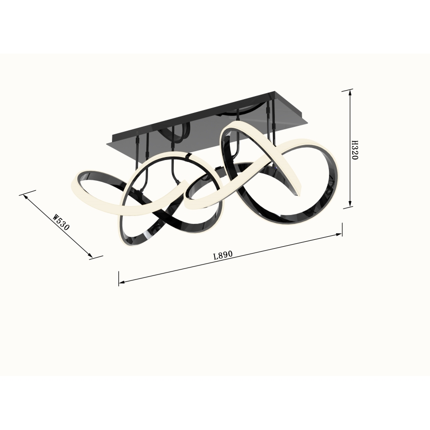 Wofi 9134-205 - LED Ρυθμιζόμενο φωτιστικό οροφής INDIGO LED/64W/230V μαύρο/γυαλιστερό χρώμιο