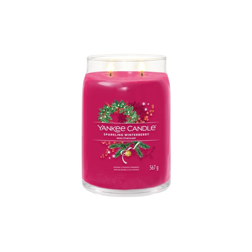 Yankee Candle - Αρωματικό κερί SPARKLING WINTERBERRY μεγάλο 567 g 60-90 ώρες